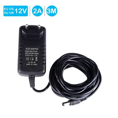 【2023 NEW】 อะแดปเตอร์ AC DC 12V2A Switching Power Supply Adapter สำหรับ90V-264V AC 50/60Hz พร้อมขั้วต่อ DC ความยาว3M