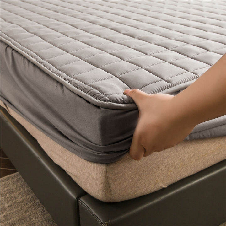 bed-cover-solid-mattress-protector-elastic-band-sanding-breathable-linens-bed-mattress-cover-mattress-pad-no-pillowcase