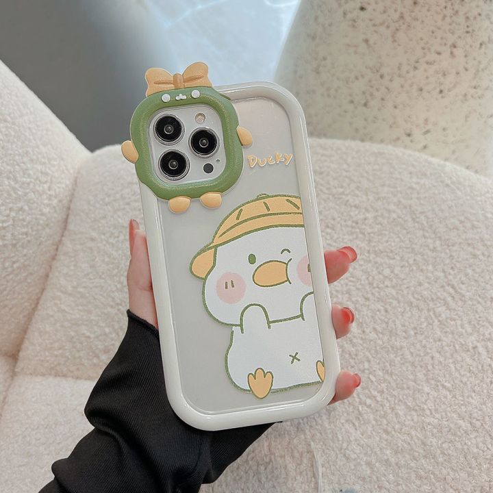 เคสโทรศัพท์สำหรับ-iphone-14-13-12-11-pro-max-se2020-xr-xs-max-กระเป๋าเป้สะพายหลังเป็ด-psyduck-3d-โบว์ปมมอนสเตอร์ตัวน้อยนิ่มสำหรับเลนส์ใสซิลิโคน-tpu-การ์ตูนแฟชั่นน่ารัก-ins-กันกระแทก