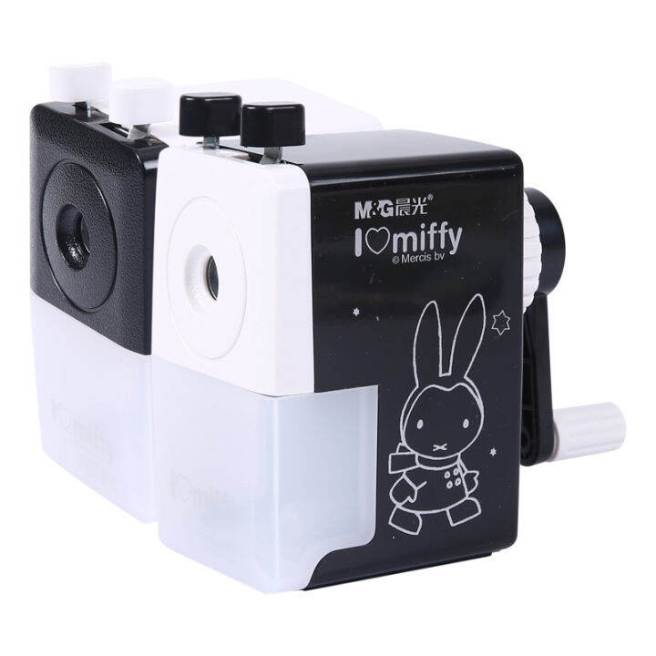 morninglight-เครื่องเขียนกระต่าย-miffy-ที่เหลาดินสอมือดำเนินการนักเรียนชั้นประถมศึกษาดินสอเอนกประสงค์ที่เหลาดินสอสีดำและสีขาวการ์ตูน-miffy-ที่เหลาดินสอ-yuko982