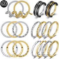 ZS 16G G23 Titanium Nose Ring Crystal Helix Daith Earring Piercing Gold Plated Septum Piercing Women Snake Nose Body Piercing Body jewellery