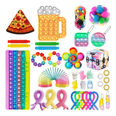 Fidget Anti stress popetes Pushs Bubble Squishy Toys Set Kids Adult Autism Sensory Anti-anxiety Reliever Stress Fidget Toys Pack