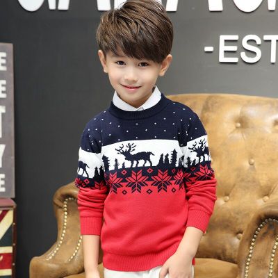 Christmas Sweater Boys Girl Kids Children Jumpers O-Neck Knitted Sweater Pullover Cartoon Teenager Girls Sweater New Year Costum