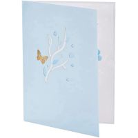 Pop Up Card with Blue Butterfly Envelopes for Thinking of You, Birthday, MotherS Day, Anniversary Etc All Occasion