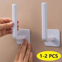 1-2pcs L-Shape Hooks White Mounted Wall Holder Punch-Free Strong Sticky Hanger Kitchen Bathroom Multi-functional Rack