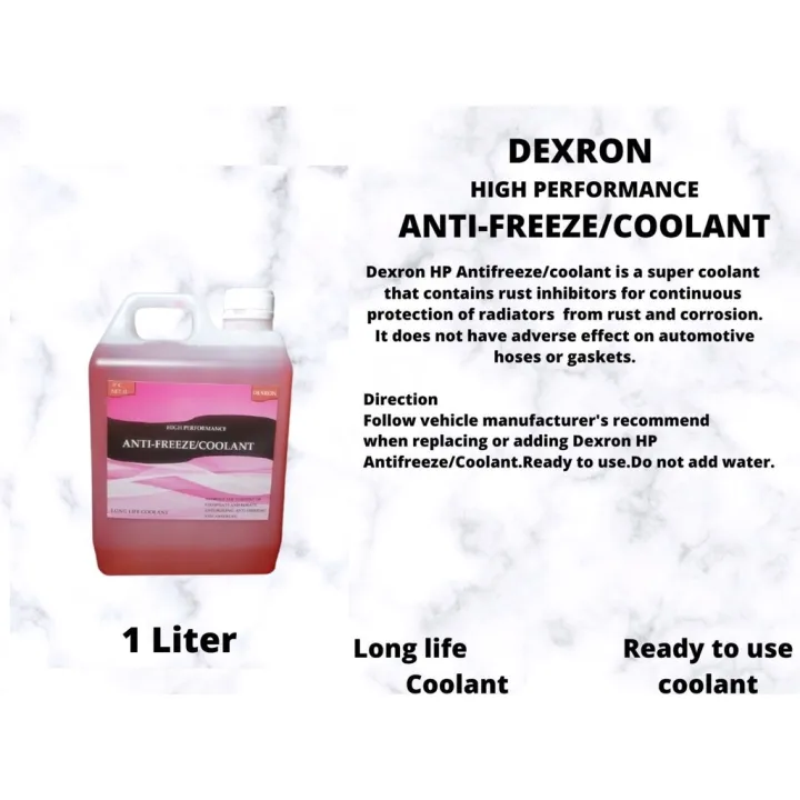 u5!DEXRON HIGH PERFORMANCE ANTIFREEZE COOLANT (PINK) 1 LITER (READY TO ...