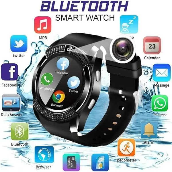 V8 smart watch with camera Waterproof Bluetooth Smart Watches with Camera  Fitness Bracelet Cool Clock | Lazada PH