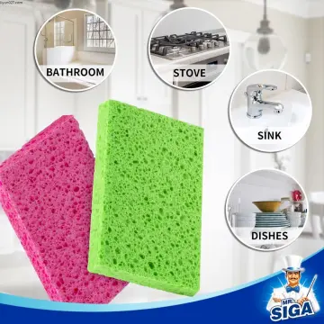 MR.SIGA Non-Scratch Cellulose Scrub Sponge, Dual-Sided Dishwashing