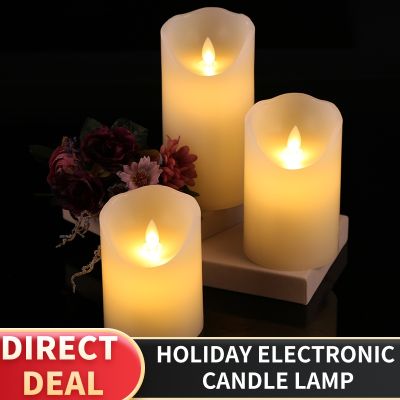 【CW】 Flameless Candles Ivory Dripless Real Wax Pillars Include Realistic Dancing LED Flames Light and 10-Key Remote Control