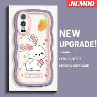 JIUMOO เคสสำหรับ VIVO Y76 5G Y76s Y74s 5G เคสการ์ตูนกระต่ายซนดีไซน์ใหม่สร้างสรรค์เคสโปร่งใสลายกล้องถ่ายรูปซิลิกาเจลฝาครอบป้องกัน Colour เวฟขอบเคสมือถือกันกระแทกแบบใสนิ่ม