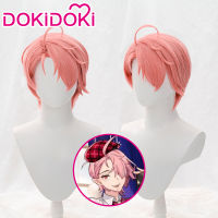 ในสต็อกเกมวิกผม Aster Nu: Carnival DokiDoki คอสเพลย์ Aster วิกผมคอสเพลย์สีชมพูเกมผมสั้น Nu: Carnival Cosplay Aster Wig