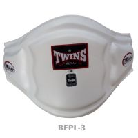 เป้าท้องทวินส์ หนังแท้ สีขาว แบบใหม่ ( Size M,L ) Twins special Belly Protector Pads New design BEPL-3 White Training  MMA K1