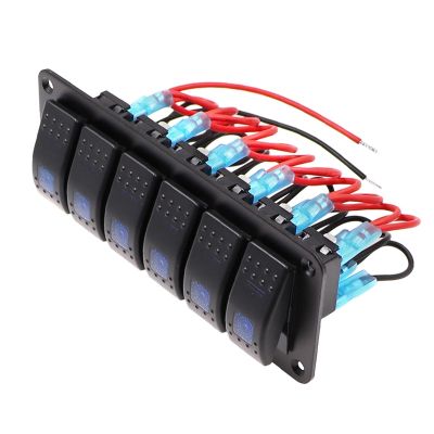 Waterproof 6 Gang Switch Panel Fuse Circuit Breaker Overload Protector RV Yacht Marine Boat Car Universal Light ON/OFF