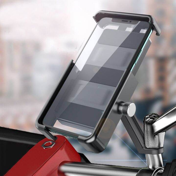 motorcycle-bicycle-360-rotating-mobile-phone-holder-handlebar-rear-mirror-lever-support-stand-smartphone-bicycle-cycling-bracket