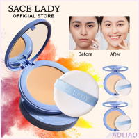 SACE ตัวควบคุมความมันแป้งกันน้ำบนใบหน้าของผู้หญิงแต่งหน้าธรรมชาติเหมือนหน้าสดแป้งฝุ่นไร้ที่ติติดทนนานพร้อมกระจก AOLIAO