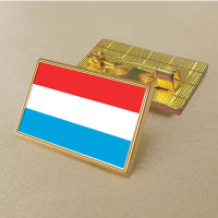 Luxembourg flag pin 2.5*1.5cm zinc die-cast PVC colour coated gold rectangular rectangular medallion badge without added resin