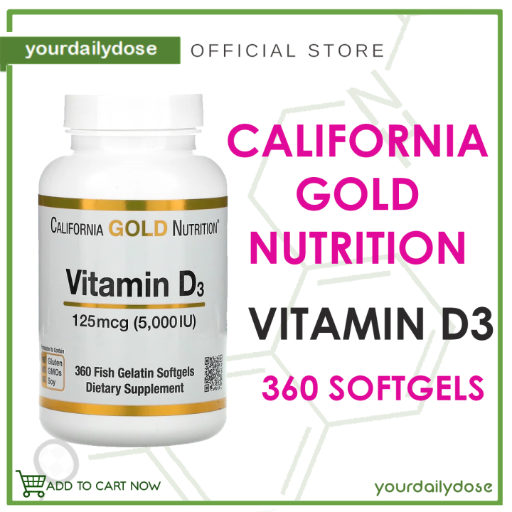 California Gold Nutrition Vitamin D3 5000 IU (125 mcg) 125 mcg 360 ...