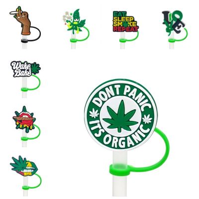 【CW】 1PCS straw charms leaf shape Silicone Proof Drinking Dust Cap cap For7mm-8mm trinket