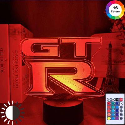 Night Light GTR 3D Lamp LED Bulb Multi-color Flash Fade Lighting Gifts for Racing Car Loves Bedroom Decor Luminaria Novelty