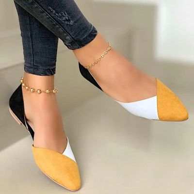 ขายดีที่สุด ioztt2023 - /♦△ Woman Shoes Flock Flats Toe on Boat Chaussures Low Heel Sapato Feminino