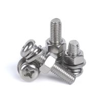 ☈◎ 20/10sets M3 M4 M5 M6 Gb818 304 Stainless Steel Cross Recessed Pan Head Screws Phillips Screws Bolts With Nut Washer