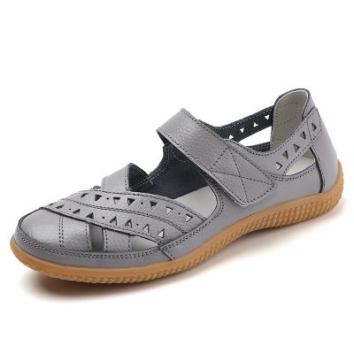 ขายดีที่สุด ioztt2023 - /♧✗ WOIZGIC Female Mother Leather Hollow Shoes Sandals Flats Loafers Beach Size 41 42