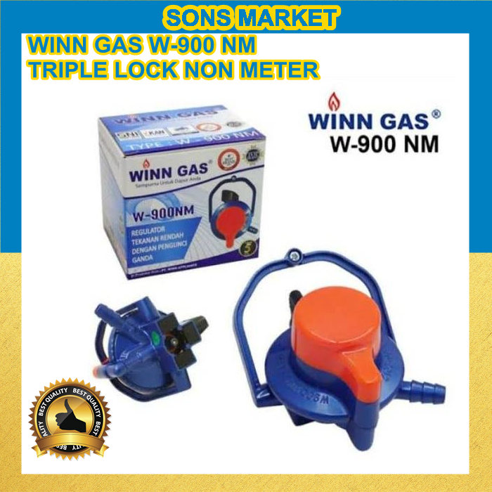 Regulator gas LPG Winn gas tipe W900 NM. TRIPLE LOCK. W 900 Non Meter