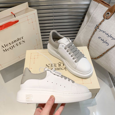 Upgraded Versatile Little White Shoes Mens and Womens alexandermcqueenˉ2023 New Leather Thick Soled Casual Low-Top Shoes Inner Heightened Board Shoes