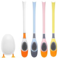 Silicone Toilet Brush Set With Holder Duck Head Shape Wall Mounted Floor Standing Soft Bristles Bathroom Cleaning Accessories