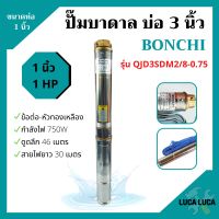 ปั๊มบาดาล 1HP บ่อ 3 นิ้ว ท่อ 1 นิ้ว BONCHI รุ่น QJD3SDM2/8-0.75