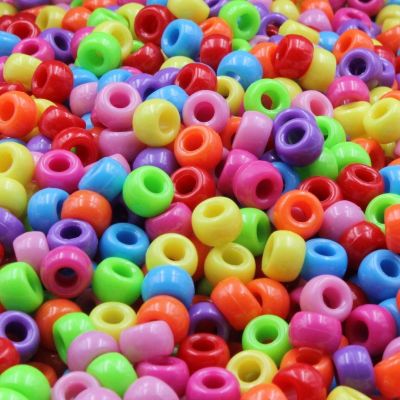 100-300Pcs Acrylic Solid Color Round Beads Plastic Solid Color Beads DIY Accessories Clothing Loose Beads Large Hole Round Beads