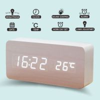 TME นาฬิกา  ไม้ LED (Wooden LED Alarm Clock) บอกอุณหภูมิ ปฏิทิน LED ดิจิตอลตั้งโต๊ะ  ดิจิตอล caniwashop นาฬิกาตกแต่ง นาฬิกาแขวนผนัง  นาฬิกาตั้งโต๊ะ นาฬิกาผนัง