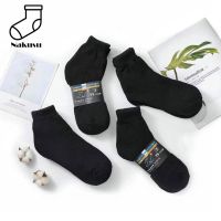 {Sock Shop} Nakusu 12คู่ Y.club ผู้ชายถุงเท้าผ้าฝ้ายสูงระดับข้อเท้าสีดำล้วนคุณภาพสูงขนาดพิเศษ