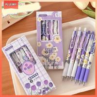 PLLEWY 6PCS/Set ประเภทกดกด ปากกาเจล พร้อมคลิปหนีบ ดอกทิวลิป ปากกาเซ็นชื่อ ที่มีคุณภาพสูง หมึกดำ0.5มม. ปากกาลูกลื่น ของขวัญสำหรับนักเรียน