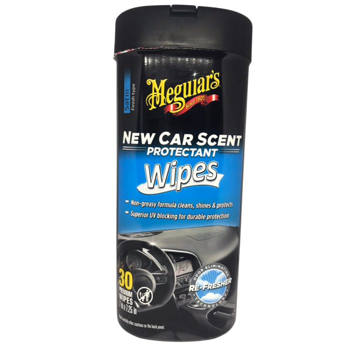 Meguiar's New Car Scent Protectant Wipes Satin Finish Type 30 Premium Wipes / 7inch x 7.25inch