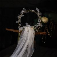 Wedding Veil Wreath Flower Crown Bridal Veils Elegant Fashion Jewelry Accessories for Women Bride Soft Yarn Romantic Hair Accessories