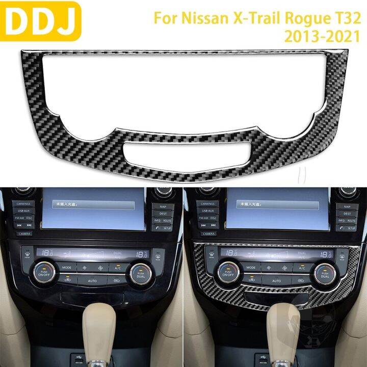 อุปกรณ์ตกแต่งแผงกุญแจสำหรับ-nissan-x-trail-rogue-t32-2013-2021สติกเกอร์ตกแต่งตกแต่งในรถยนต์ทำจากคาร์บอนไฟเบอร์