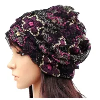 Women Lady Winter Bandana Beanie Turban Head Wrap Band Lace Hat Warm Cap