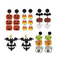 Pumpkin Candy Bat Basket Earrings Leopard Print Halloween Earrings Leopard Print Earrings Dark Horror Earrings Halloween-themed Earrings