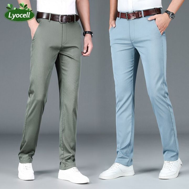 Mingyu Brand Autumn Lyocell Business Suit Pants Men Casual Pants Formal ...