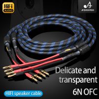 【DT】One pair ATAUDIO hifi speaker cable high quality 6n OFC speaker wire with banana plug Y plug  hot