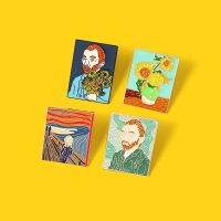 【YF】 4 styles of world famous oil painting Enamel Brooch Van Gogh sunflower Edward Munch yelled Lapel Pin Punk badge