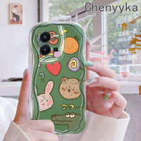 เคส Chenyyka สำหรับ Vivo Y35 5G Y36 5G เคส Y35การ์ตูนหมีจระเข้ลายคลื่นเนื้อครีมกันกระแทกแบบใสนิ่มเคสมือถือเคสโปร่งใสลายกล้องถ่ายรูปที่สร้างสรรค์เคสซิลิกาเจลฝาครอบป้องกัน