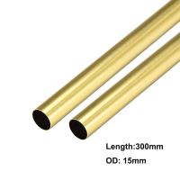 uxcell 2 Pcs Brass Round Tube 300mm Length 15mm OD 0.5mm Wall Thickness Seamless Straight Pipe Tubing