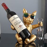 3 New French Bulldog Statue Wine Rack Dog Sculpture Home Decor Table Decoration Wine Holder Accessories Free Corkscrew Wine Opener