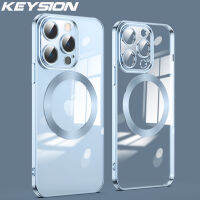 KEYSION หรูหราชุบล้างแม่เหล็กสำหรับ Magsafe กรณีการชาร์จไร้สายสำหรับ iPhone 14 13 12 11 Pro Max ซิลิโคนอ่อนนุ่มโทรศัพท์ปก