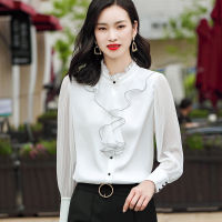 Black Ruffles Shirt Women Autumn 2021 New High End Temperament Casual Long Sleeve Fashion Blouses Office Ladies Work Tops