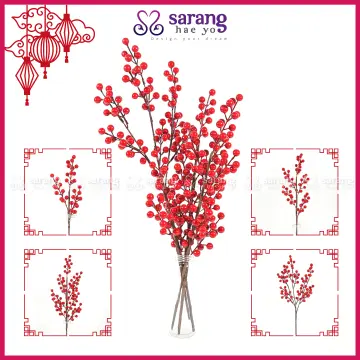 Christmas Artificial Berry Branches Christmas Tree Head Red Fruit