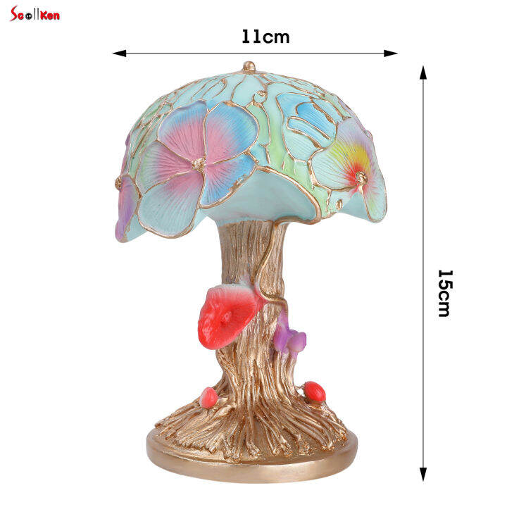 ไฟโคมไฟตั้งโต๊ะสำหรับกลางคืนโคมไฟตั้งโต๊ะรูปเห็ดเรซิ่นโบฮีเมียนโคมไฟตั้งโต๊ะรูปเห็ดสกอตสำหรับห้องนั่งเล่นห้องนอน