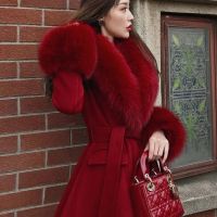 【YD】 Scarf Cuff Set Warm Fashion Luxury Coat Jacket Fur Collar Neck Scarves Shawls Overcoats